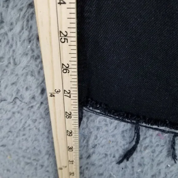 Nasty Gal Jeans Womens 8 Black Organic Cotton High Wide Leg Frayed Crop *Read* - Picture 9 of 16